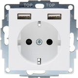 Kopp hk07 rein mattweiß Einbausteckdose RA mit 2x USB - 4624115