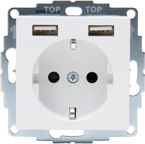 Kopp hk07 rein mattweiß Einbausteckdose RA + Kindersicherung - 4624110