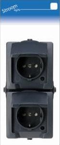 Enzo kopp swd opbouw stopcontact ra dubbel verticaal antraciet - 6628230