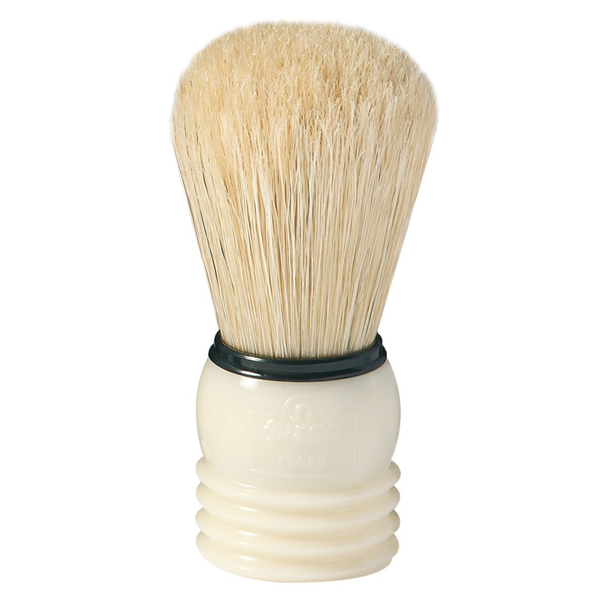 Omega Rasierpinsel, Schweineborsten, beige Griff, 8,5 cm