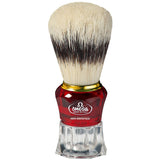 Omega Rasierpinsel Hi-Brush Kunsthaar mit Dachshaareffekt, roter transparenter Griff, 11 cm