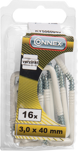 Connex Kramp-Schraube 3.0x40 16 St. weiß - ky5060040