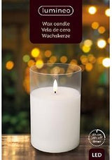 Enzo led flakkerkaars in glas 10x15cm wit - 5509680