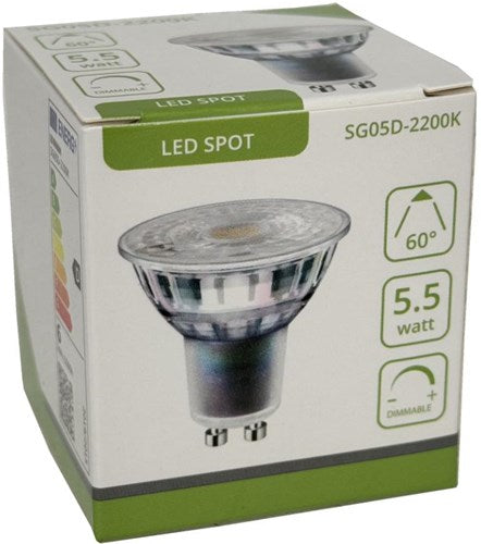 Enzo led spot gu10 230v 5,5-50w 60gr 2200k dimbaar - led0680
