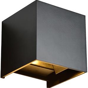 Enzo led wandlamp 2x3w up down vierkant zwart 3000k - 5082070
