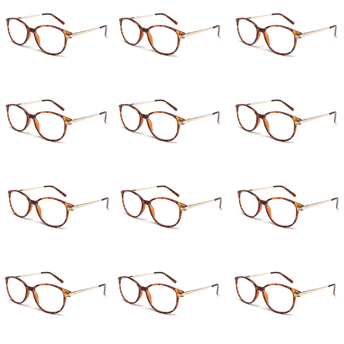 Spectrum 12 Stück Lesebrille Havanna gold sortiert klassisch rund