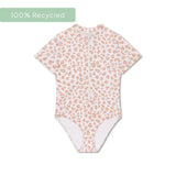 Leopard | Beigefarbener UV-Badeanzug für Mädchen mit kurzen Ärmeln