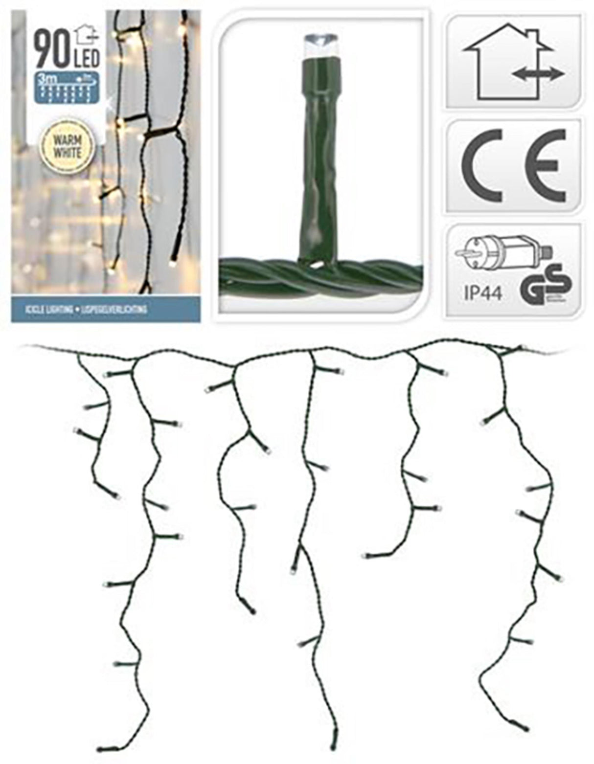 Home-Styling-Eiszapfenbeleuchtung 90 LED warmweiß