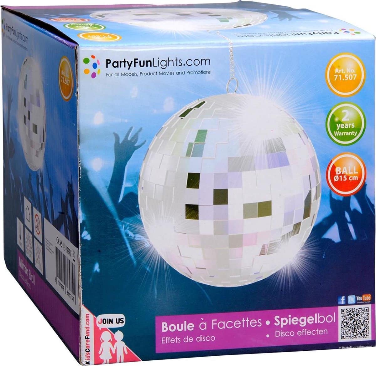 Kotronic Partyspaß Spiegelkugel 15 cm an Kette