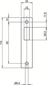 Lips spt2477r sluitplaat voor schuifdeursloten | rechthoekig | rvs. | 112 x 25 mm - 7170389