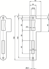 Lips spu2420r sluitplaat voor dag- en nachtslot | afgerond | rvs. | 166 x 24 mm - 7170373