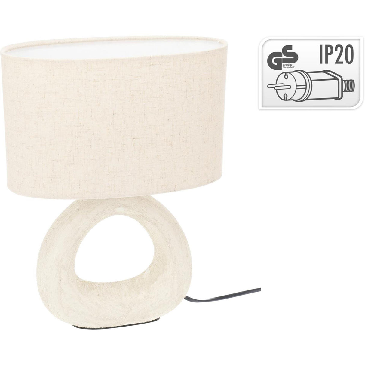Home Styling Tischleuchte Steinzeug E14 26x13x34cm weiß