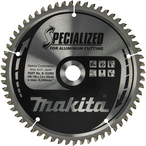 Makita Zubehör Kappsägeblatt | Aluminium | 190x20x2,0 60t -5g - b-33283