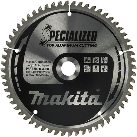 Makita Zubehör Kappsägeblatt | Aluminium | 190x20x2,0 60t -5g - b-33283