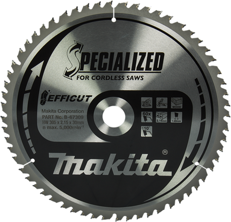 Makita Kappsägeblatt für Holz | effizient | ø 305 mm Achsloch 30 mm 60 Zähne – B-67309