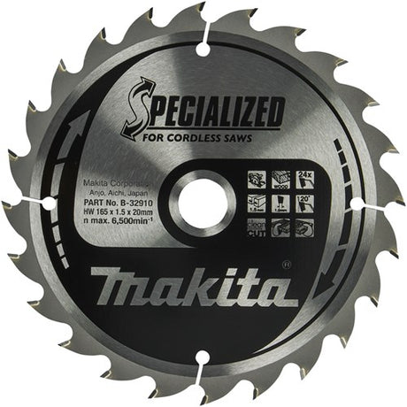 Makita Zubehör Kreissägeblatt Holz 165x20x1,5 24t 20g - B-32910