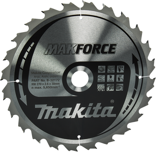 Makita Zubehör Kreissägeblatt Holz | Makforce 270x30x2,6 24t 20g - b-32172 - b-32172