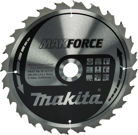 Makita Zubehör Kreissägeblatt Holz | Makforce 270x30x2,6 24t 20g - b-32172 - b-32172
