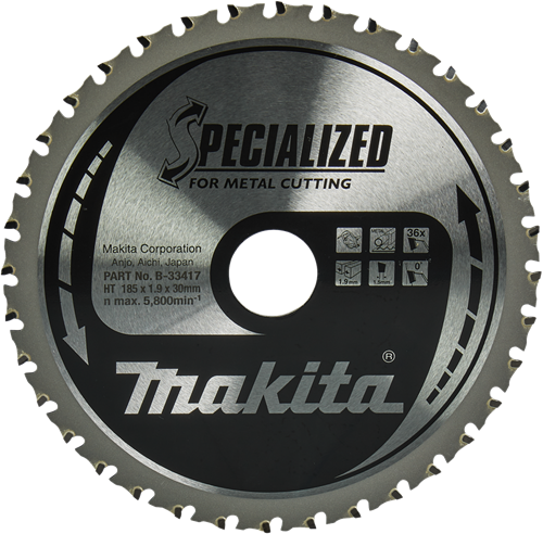 Makita Zubehör Kreissägeblatt Stahl | Spezialisiert 185x30x1,9 36t 0g - B-33417 B-33417