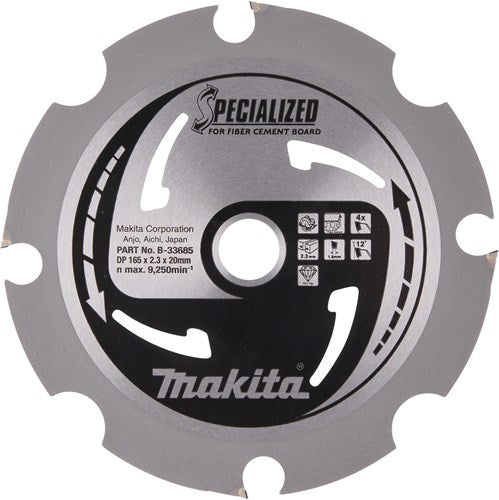 Makita Zubehör Kreissägeblatt | Faserzementplatte | Lochkreis 165x20x2,3 4t 12g - b-33685