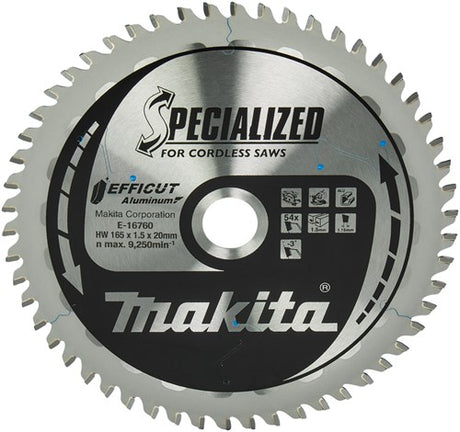 Makita-Zubehör e-16760 | Kapp- und Kreissägeblatt | Aluminium | effizient | 165x20mm | 54t - e-16760