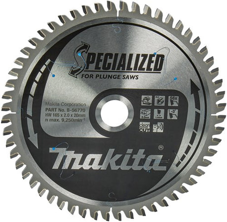 Makita Zubehör Tauchsägeblatt | Aluminium | 165x20x2 56t - b-56770