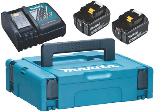 Makita 197624-2 | LXT-Stromquellen-Kit 18 V in MBox (2 x 5,0 Ah BL1850B-Akku + DC18RC-Schnellladegerät) – 197624-2