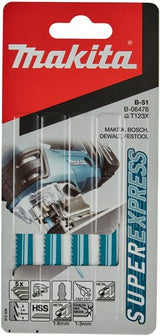 Makita Zubehör Stichsägeblatt HSS Metall 100mm T123x | 5 Stück - b-06476