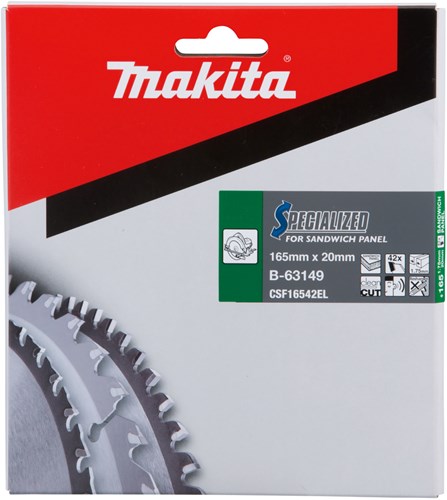 Makita Zubehör Makita Kreissägeblatt für Sandwichplatte | spezialisiert | ø 165 mm Achsloch 20 mm 42 Zähne – B-63149