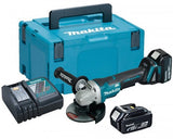 Makita dga508rtj 18 V Winkelschleifer 125 mm 5,0 Ah Akku (2 Stück), Schnellladegerät, Mbox, mit Sicherheitsschalter