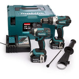 Makita dlx2145tj Kombinationsset | Akku-Schlagbohrschrauber DHP458 + Akku-Schlagschrauber DTD152 | 18 V 5,0 Ah Li-Ion