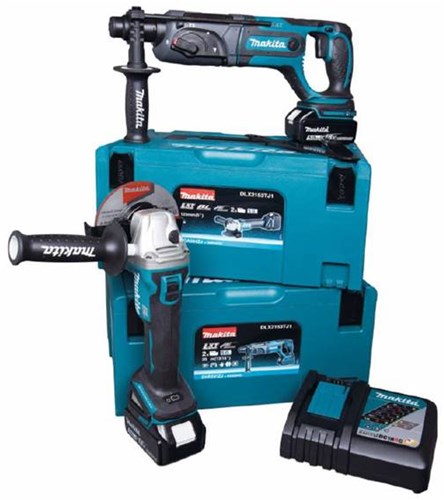 Makita dlx2153tj1 Kombinationsset – Akku-Winkelschleifer DGA504 + Akku-Bohrhammer MR241
