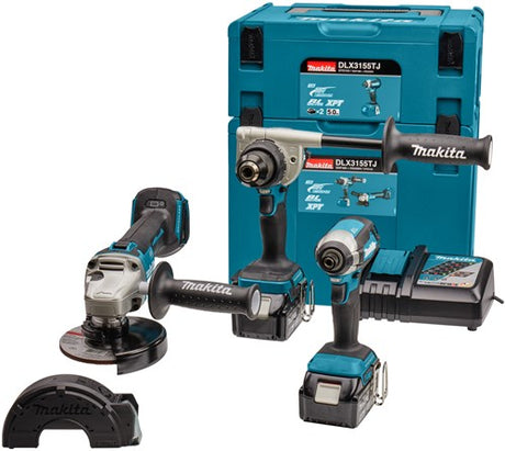 Makita dlx3155tj | Kombinationsset | 18v | Bohren, (Schlag-)Schrauben und Schleifen | einstellen | 5,0 ah | in mbox - dlx3155tj