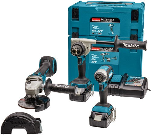 Makita dlx3155tj | Kombinationsset | 18v | Bohren, (Schlag-)Schrauben und Schleifen | einstellen | 5,0 ah | in mbox - dlx3155tj