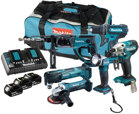 Makita dlx6100px1 Kombiset 18 V – dhp452 – hebr202 – dtm51 – dtd156 – dga452 | 3x 3,0-Ah-Batterie