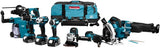 Makita dlx8026tw1 18V Kombiset für (Schlag-)Schrauben, (Schlag-)Bohrmaschinen, Schleifen, Sägen und Montieren mit Multitool 5,0 Ah Akkus (3 Stk.) – dlx8026tw1