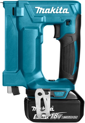 Makita dst112rtj 18-V-Heftgerät (Heftklammerbreite 10 mm), 5,0-Ah-Akku (2 Stück), Schnellladegerät, Mbox