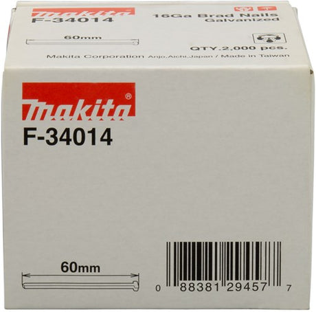 Makita-Zubehör, Länge 60 mm, Version verzinkter Draht, Stärke 1,61 mm – F-34014