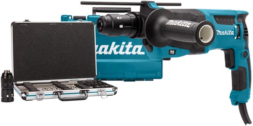 Makita hr2630tx12 Kombihammer | sds-plus | mit austauschbarem Bohrkopf 800 W 2,4 J + 17-teiliges Bohrmeißel-Set – HR2630tx12