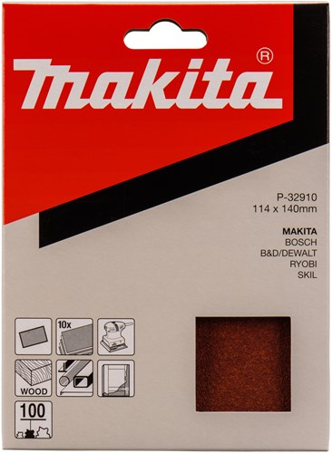 Makita Zubehör Schleifblatt K100 114x140 rot - P-32910