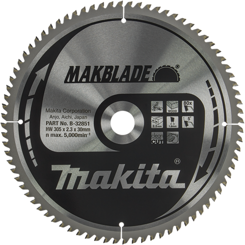 Makita sägeblatt holz 305x30x2,3 80t 5g - b-32851