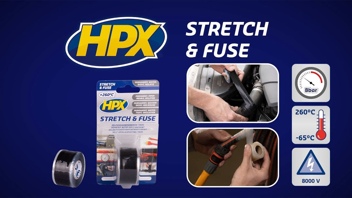 Hpx producten stretchfuse reparatietape silicone transparant 25mm x 3m