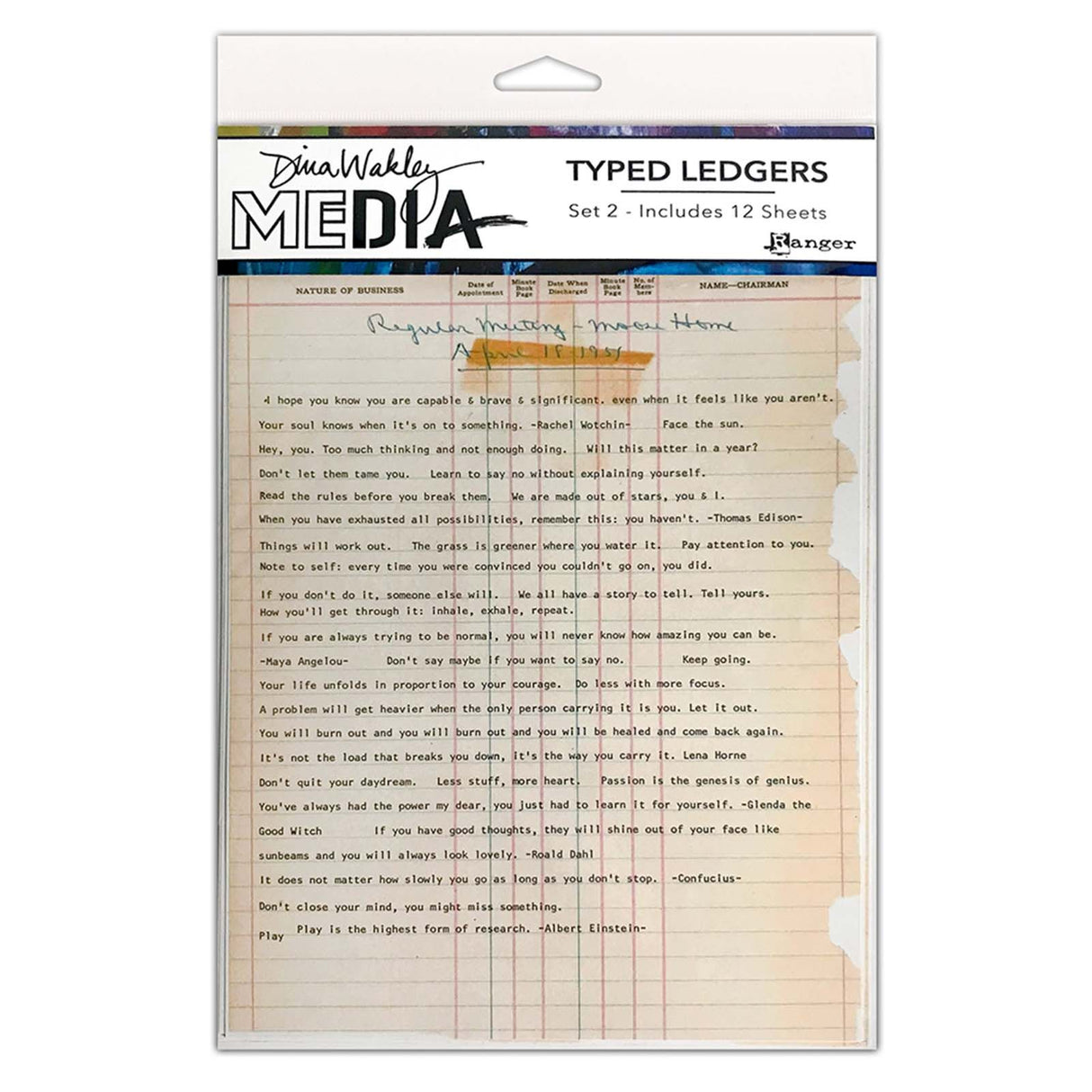 Ranger Ink Ranger • Dina Wakley Media Typed Ledgers Set 2 12 Blatt
