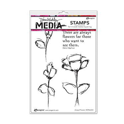 Ranger Ink Ranger • Dina Wakley Media-Haftstempel „Always Flowers“.