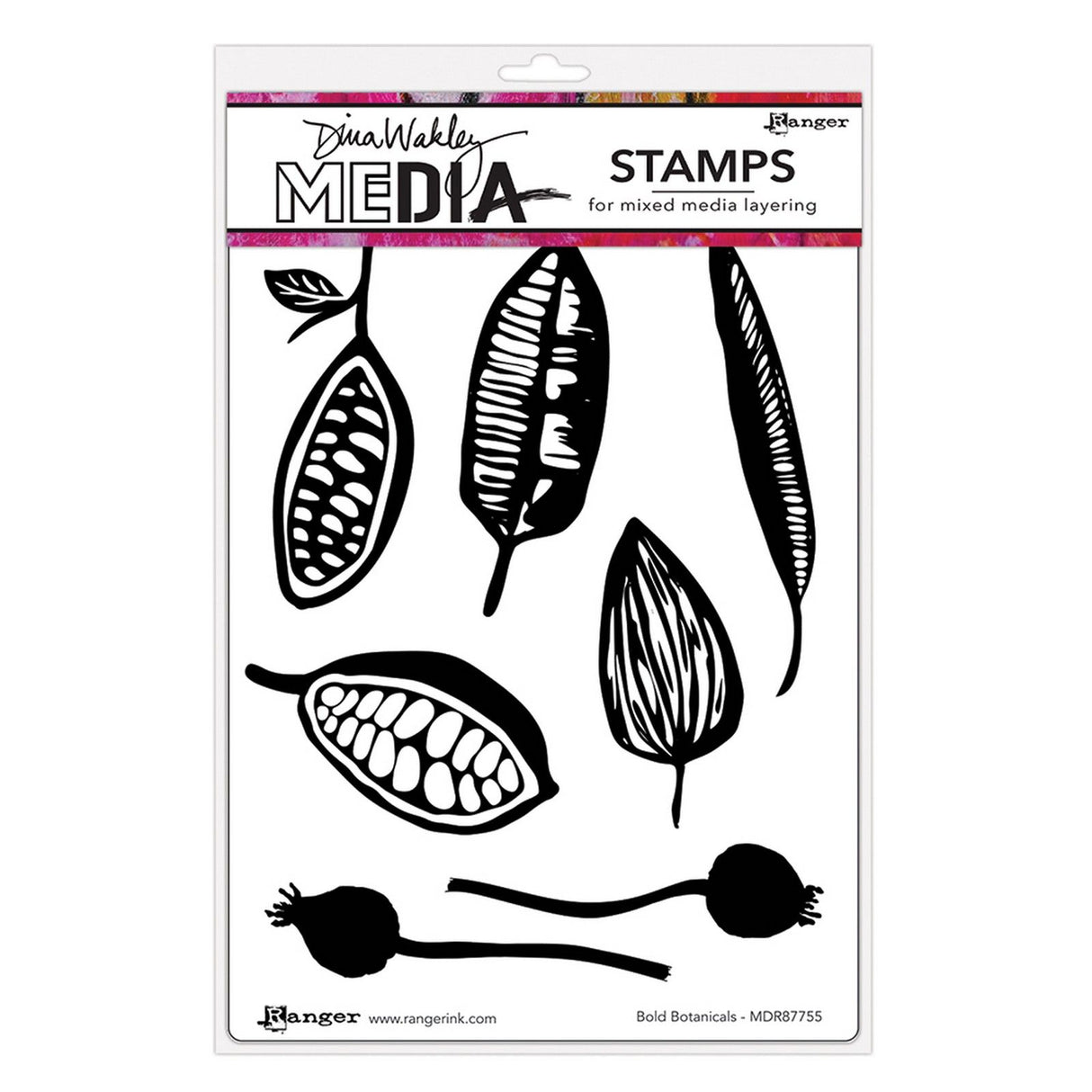 Ranger Ink Ranger • Dina Wakley Medien-Haftstempel mit kräftigen Pflanzenmotiven