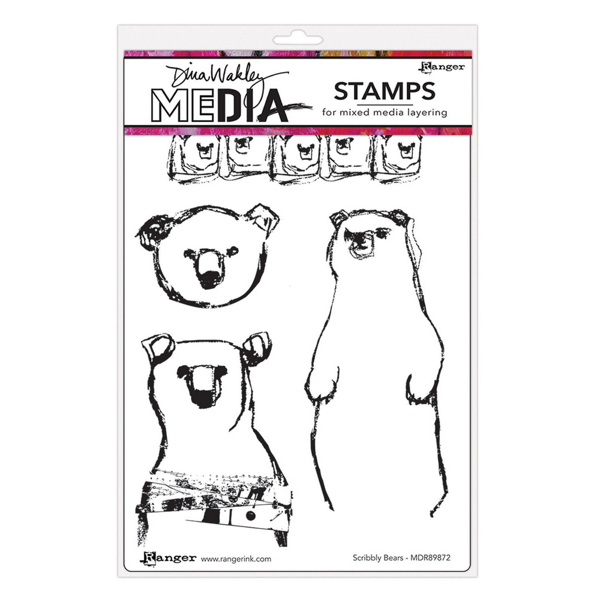 Ranger Ink Ranger • Dina Wakley Medien-Haftstempel, Scribbly Bears, 4 Stück