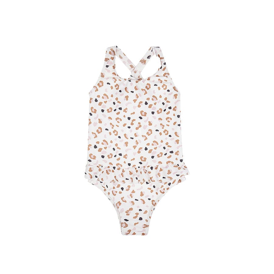 Leopard | Khakifarbener UV-Badeanzug für Mädchen