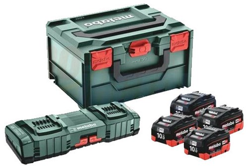 Metabo 685143000 | LiHD-Basisset 18 V in x 215 (4 x 10,0 Ah-Akku + ASC 145 Duo-Ladegerät) – 685143000