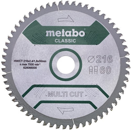 Metabo Kreissägeblatt Multi Cut HW CT ø 216 mm, 60t fz tz 5°n - 628066000