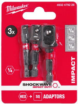 Milwaukee accessoires doppen adapter shockwave set-3pc - 4932479228